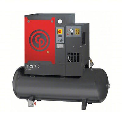 Chicago Pneumatic, QRS 7.5, 7.5hp rotary screw air compressor with tank and dryer