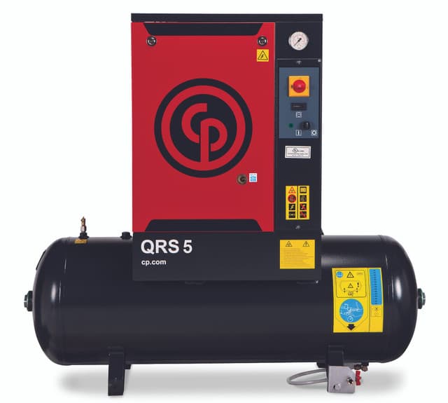 Tank Mounted, Chicago Pneumatic, QRS5.5, 5 hp rotary screw air compressor.