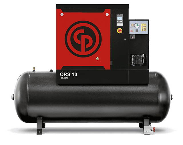 Chicago Pneumatic, QRS10, 10 hp rotary screw air compressor with tank and dryer